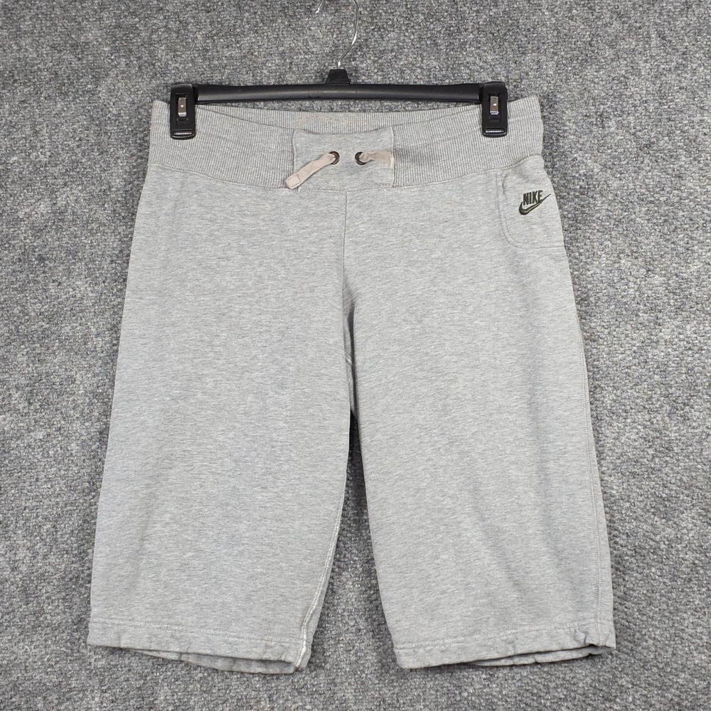 Nike Women S Gray Shorts Sportswear French Terry Drawstring Logo Sweatshorts